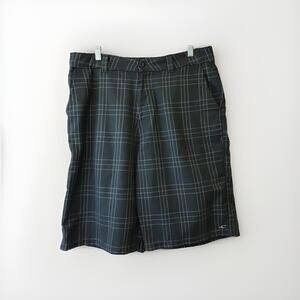 O'NEILL Mens Shorts Size 32 Flat Front Casual Gray Plaid Knee Length Golf